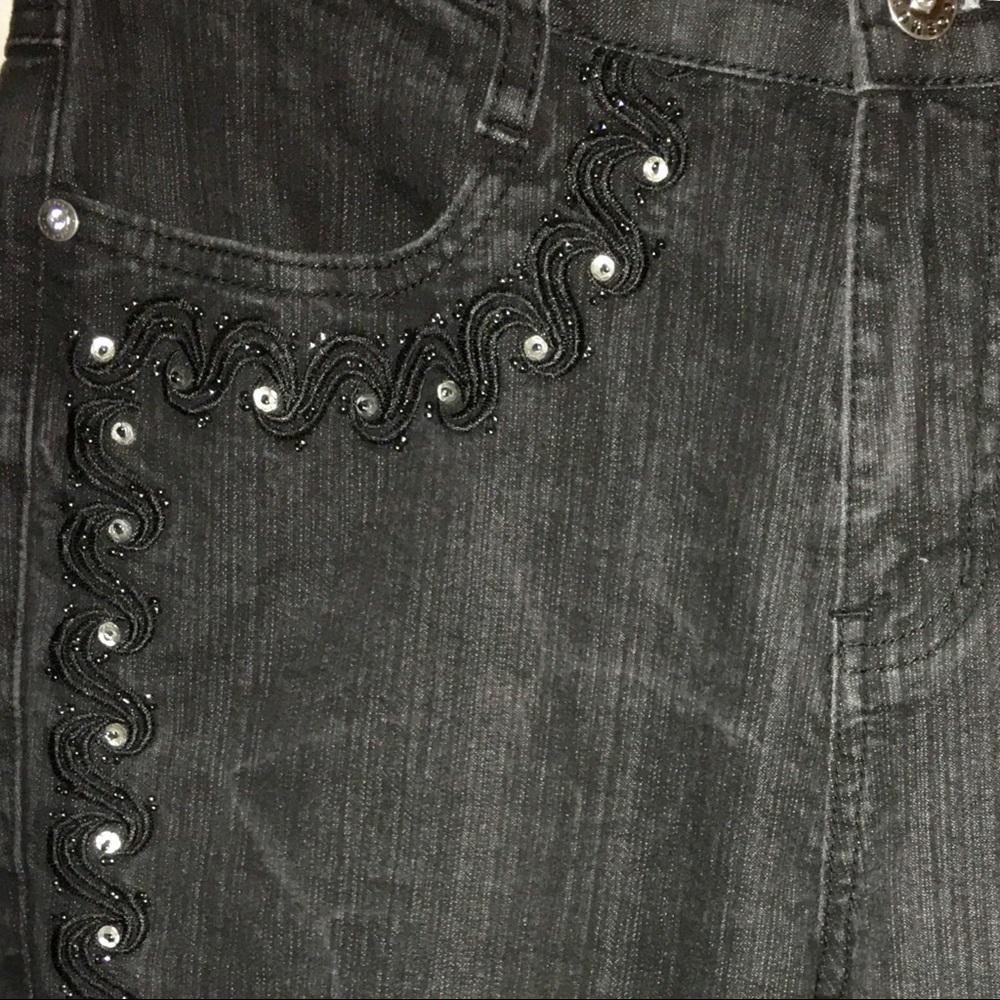Black Denim Capris with BLING